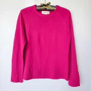 Susan Bristol Wool & Angora Fuschia Crew Neck Pullover Sweater (Size S)